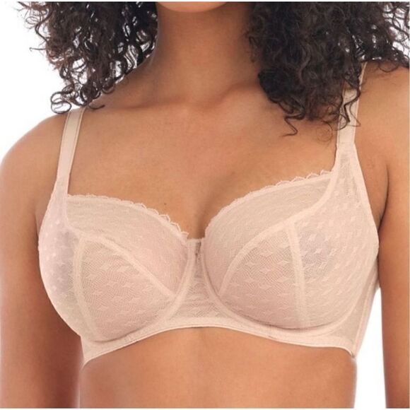 Freya Signature Balcony Bra in Natural Beige Semi Sheer Lace Size US 36O - Picture 1 of 8